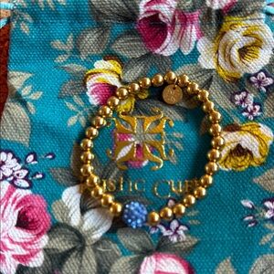 Rustic Cuff Gold Beaded Bracelet